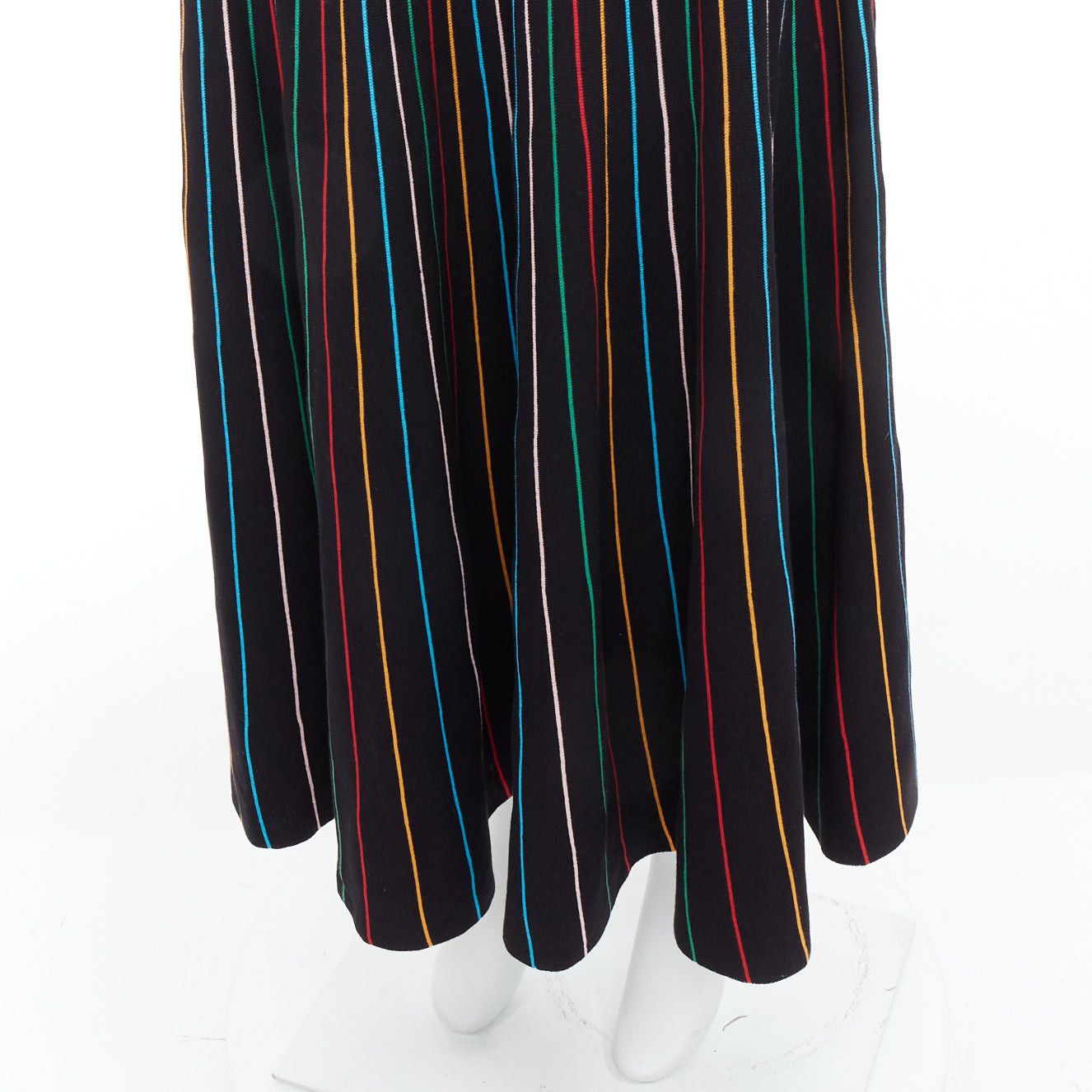 RED Valentino RED VALENTINO black rainbow stripe cotton blend knitted midi skirt S Size 27" / US 4 / IT 40 - 2 Thumbnail