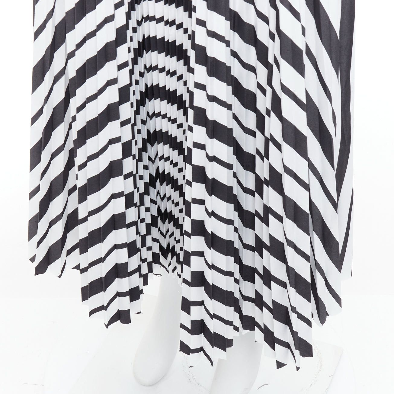 Sacai SACAI 2020 black white striped ribbon waistband pleated midi skirt JP4 XL Size 32" / US 10 / IT 46 - 2 Thumbnail