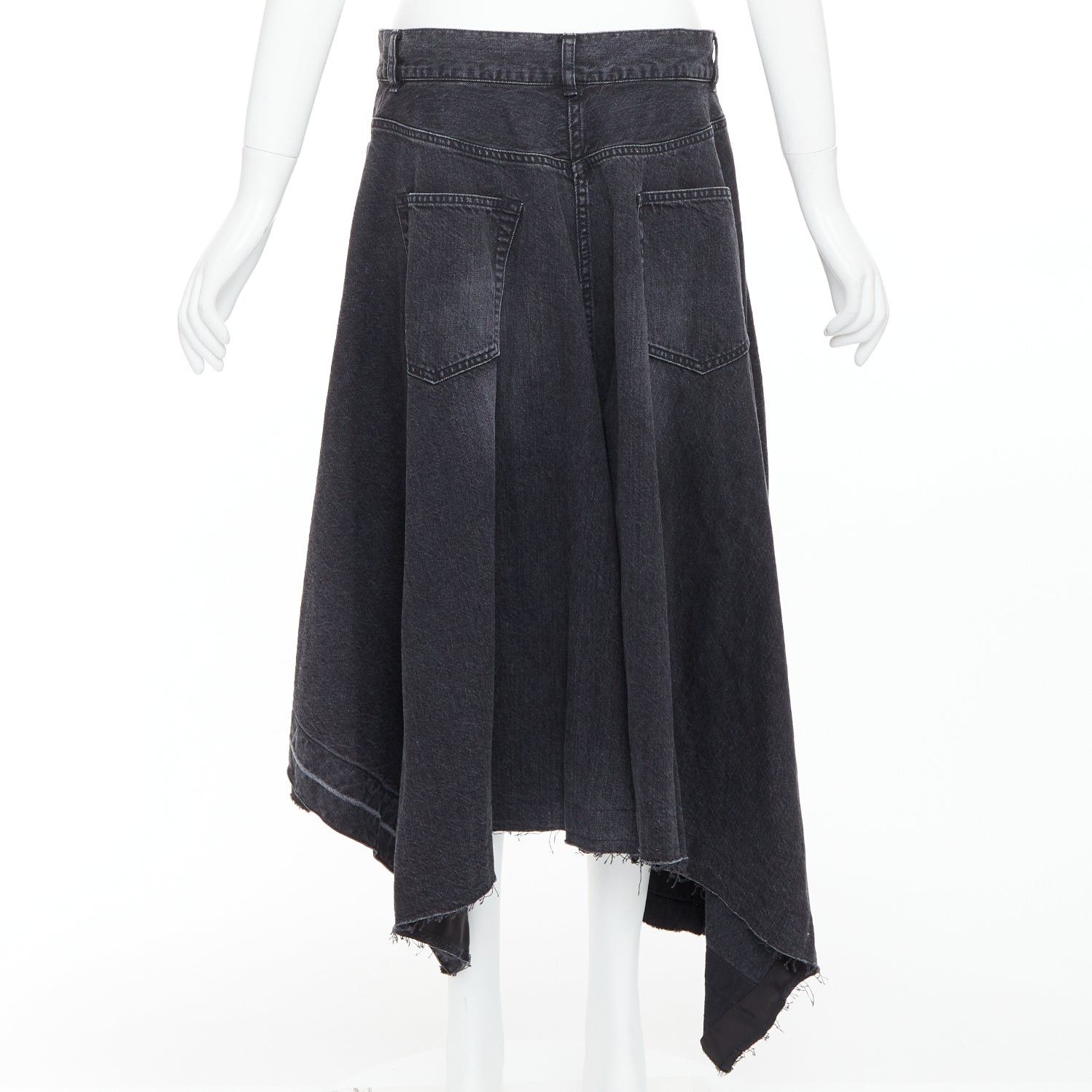 Sacai SACAI 2021 grey washed cotton denim asymmetric hi low hem skirt JP4 XL Size 32" / US 10 / IT 46 - 5 Thumbnail
