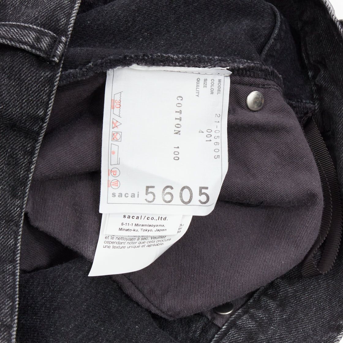 Sacai SACAI 2021 grey washed cotton denim asymmetric hi low hem skirt JP4 XL Size 32" / US 10 / IT 46 - 8 Thumbnail