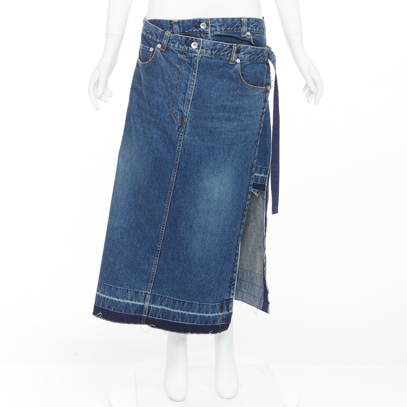 Sacai SACAI 2022 blue denim deconstructed overlapping layered skirt JP4 XL Size 32" / US 10 / IT 46 - 9 Thumbnail