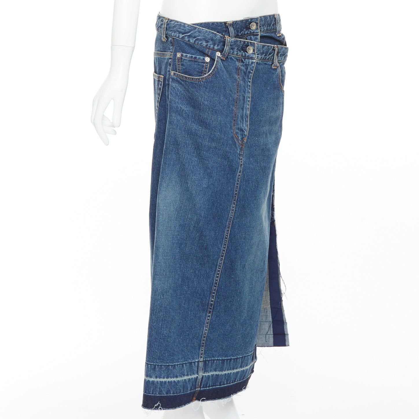 Sacai SACAI 2022 blue denim deconstructed overlapping layered skirt JP4 XL Size 32" / US 10 / IT 46 - 3 Thumbnail