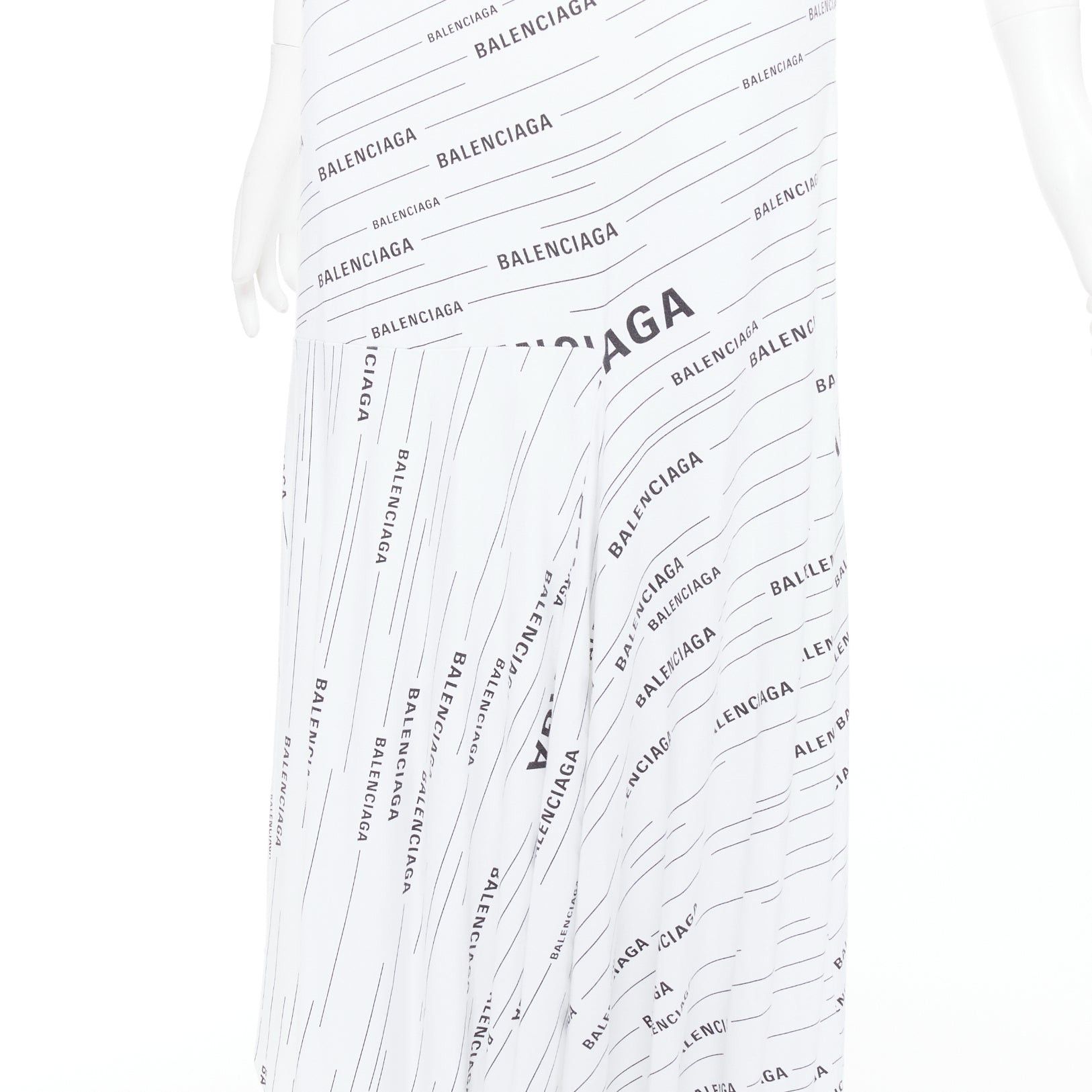 Balenciaga BALENCIAGA Demna 2018 white black logo print asymmetric midi skirt FR38 M Size 28" / US 6 / IT 42 - 6 Thumbnail