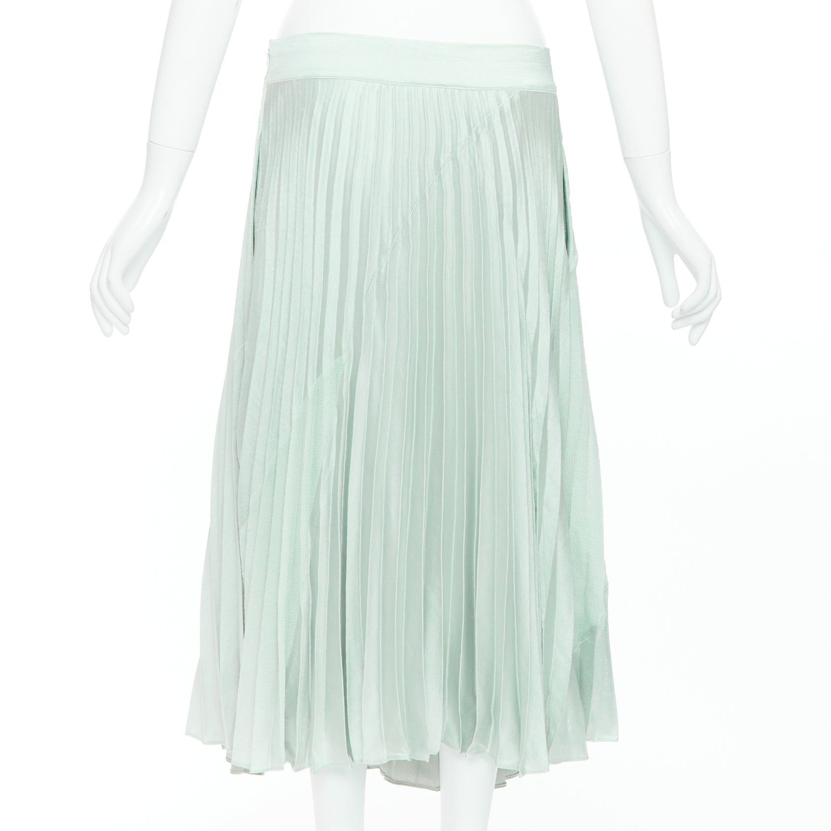 Vince VINCE mint green multi fabric panelled pleated midi skirt US4 S Size 28" / US 6 / IT 42 - 5 Thumbnail