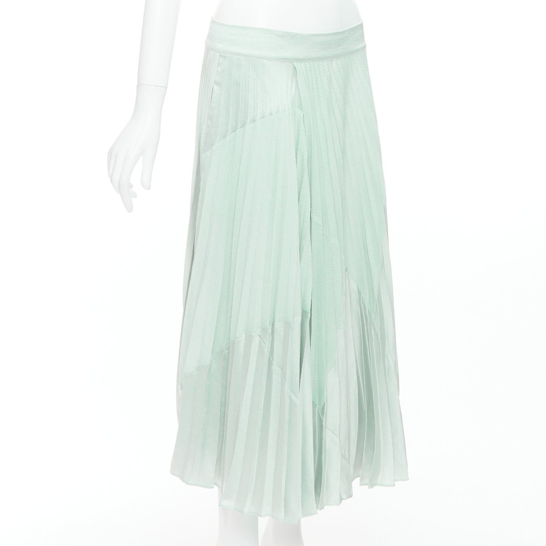 Vince VINCE mint green multi fabric panelled pleated midi skirt US4 S Size 28" / US 6 / IT 42 - 3 Thumbnail