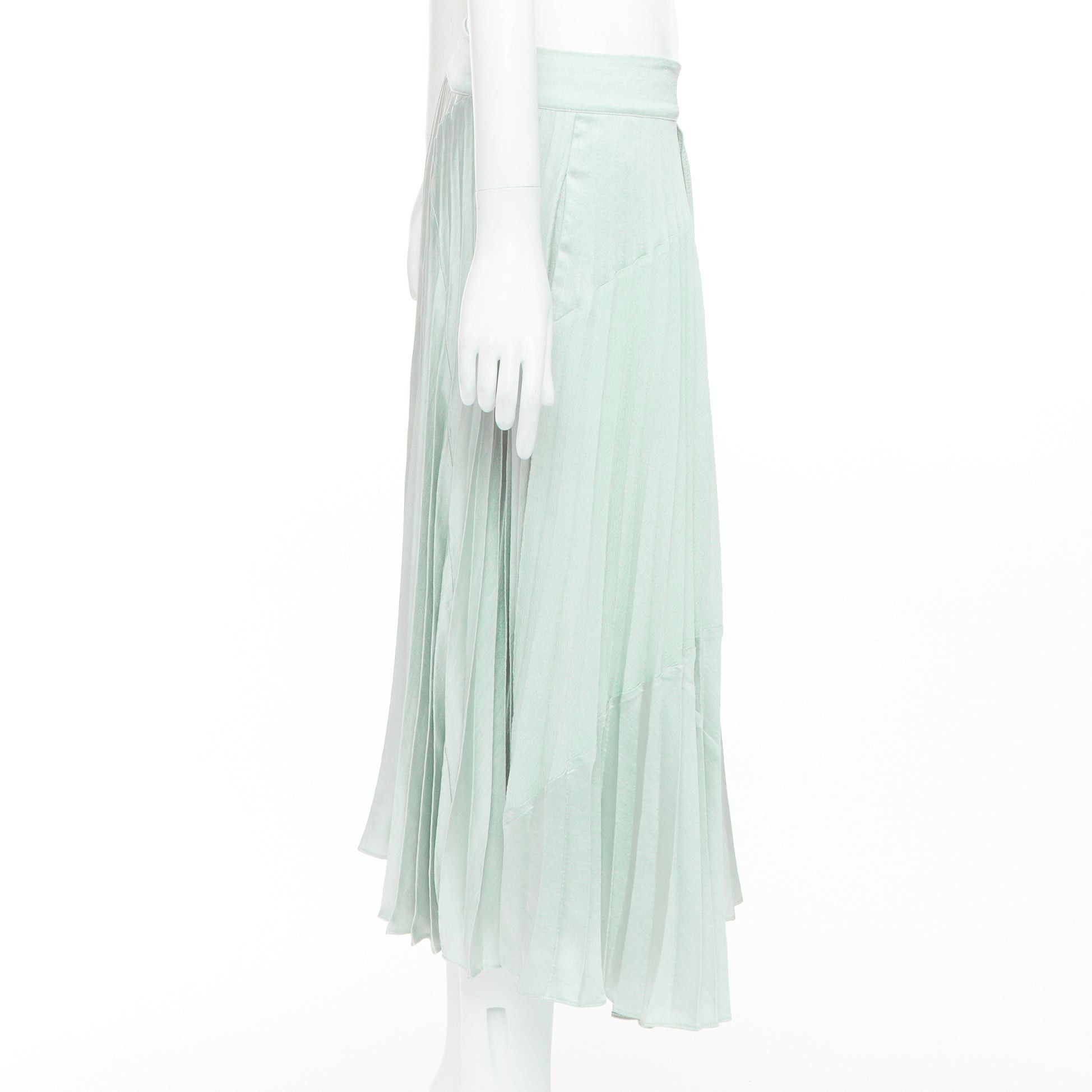 Vince VINCE mint green multi fabric panelled pleated midi skirt US4 S Size 28" / US 6 / IT 42 - 4 Thumbnail