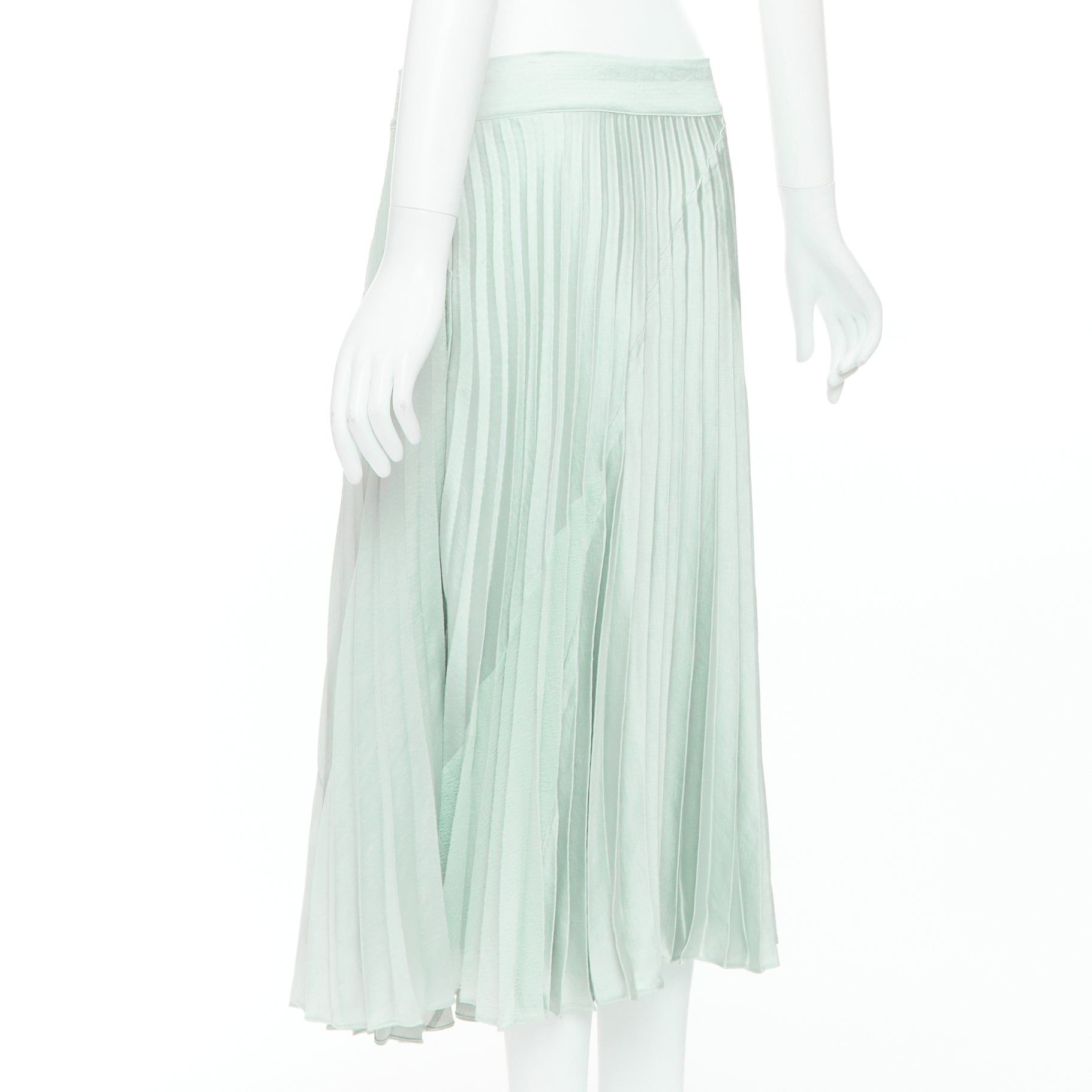 Vince VINCE mint green multi fabric panelled pleated midi skirt US4 S Size 28" / US 6 / IT 42 - 6 Thumbnail