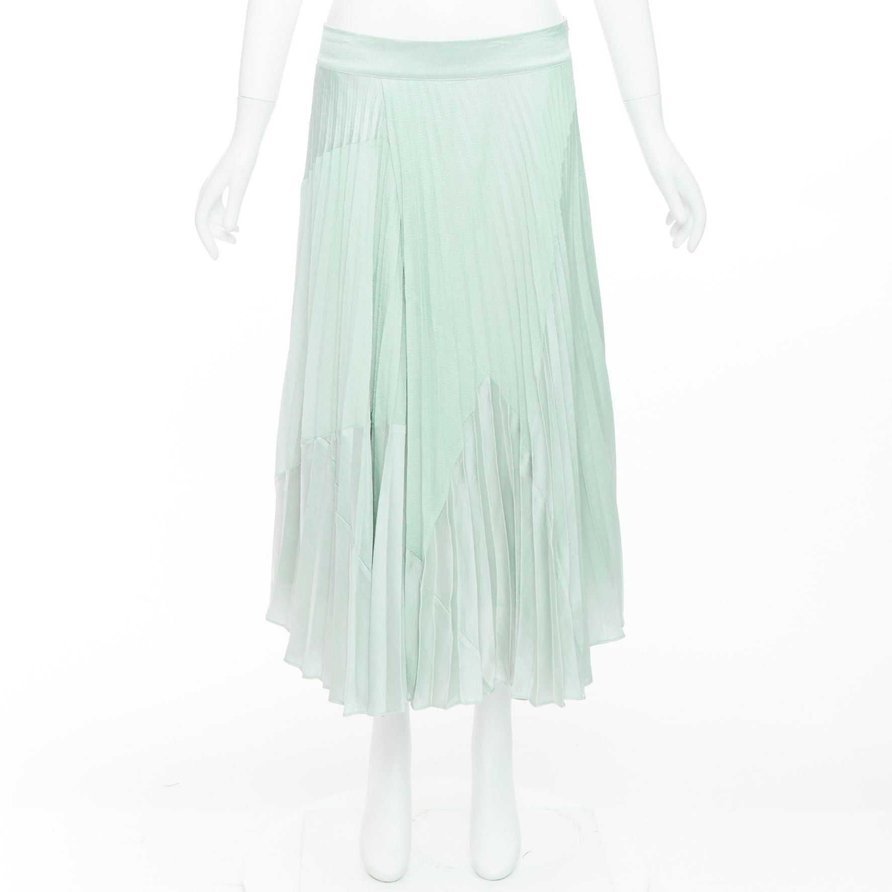 Vince VINCE mint green multi fabric panelled pleated midi skirt US4 S Size 28" / US 6 / IT 42 - 9 Thumbnail