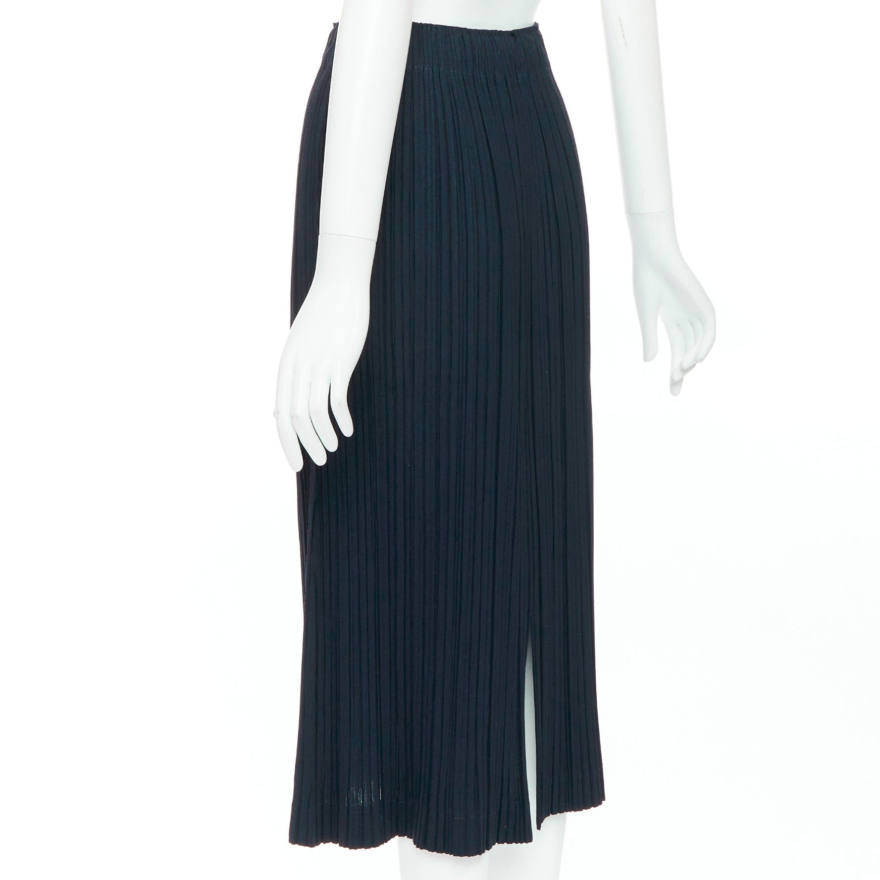 Issey Miyake ISSEY MIYAKE Pleats Please wool blend pleated plisse slit back skirt JP3 L Size 30" / US 8 / IT 44 - 6 Thumbnail