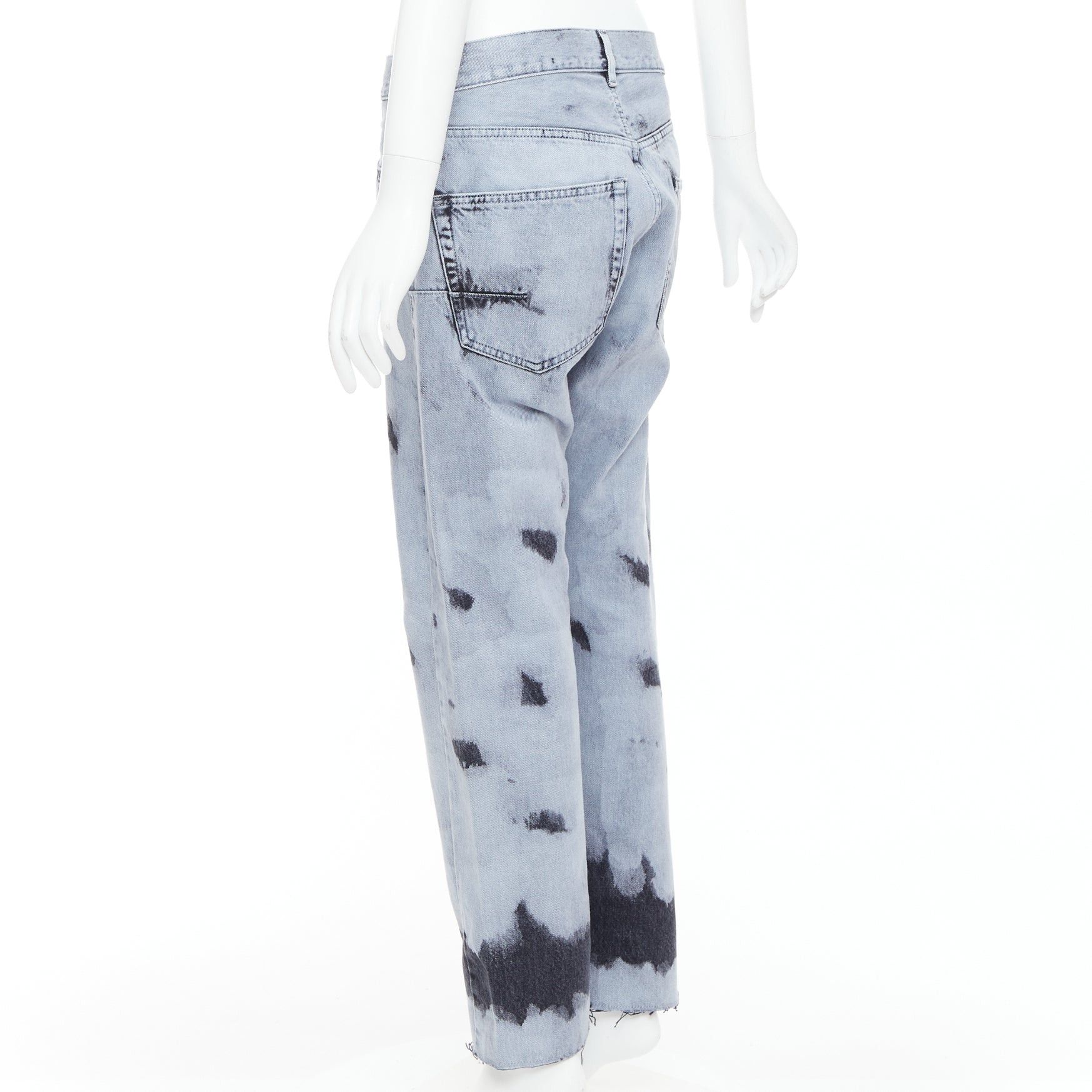 Dior CHRISTIAN DIOR 01 light blue black paint effect washed denim cropped jeans FR36 S Size 27" / US 4 / IT 40 - 6 Thumbnail