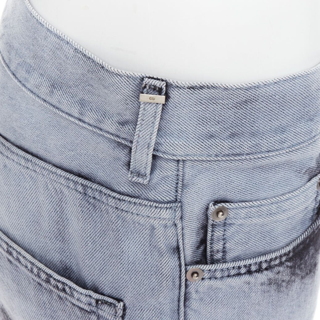 Dior CHRISTIAN DIOR 01 light blue black paint effect washed denim cropped jeans FR36 S Size 27" / US 4 / IT 40 - 2 Thumbnail