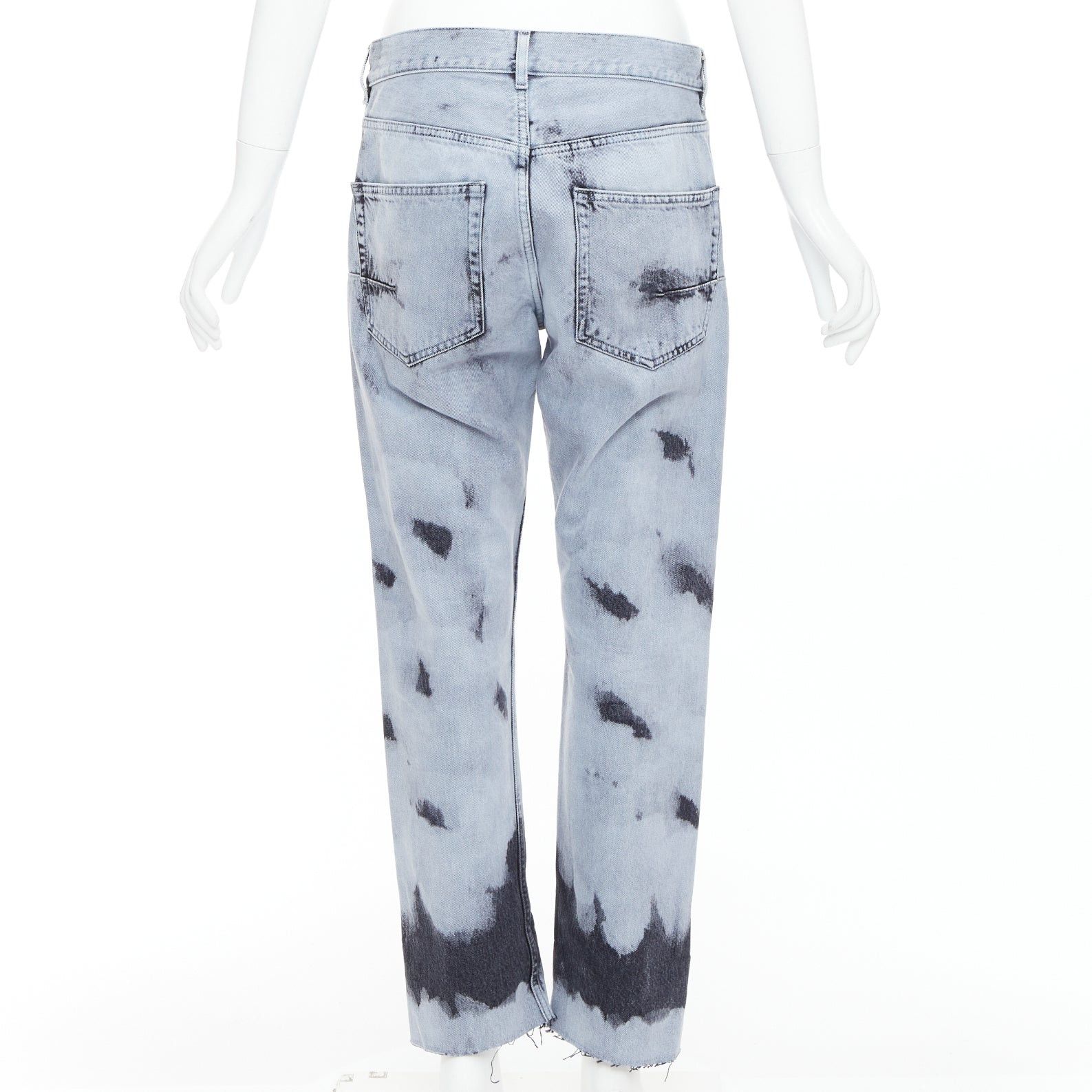 Dior CHRISTIAN DIOR 01 light blue black paint effect washed denim cropped jeans FR36 S Size 27" / US 4 / IT 40 - 5 Thumbnail