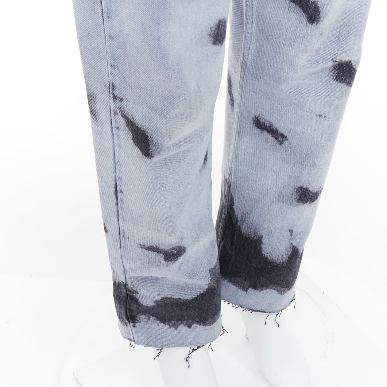 Dior CHRISTIAN DIOR 01 light blue black paint effect washed denim cropped jeans FR36 S Size 27" / US 4 / IT 40 - 7 Thumbnail