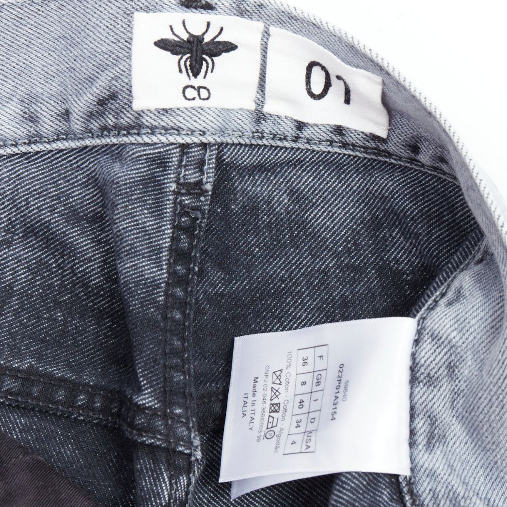 Dior CHRISTIAN DIOR 01 light blue black paint effect washed denim cropped jeans FR36 S Size 27" / US 4 / IT 40 - 8 Thumbnail