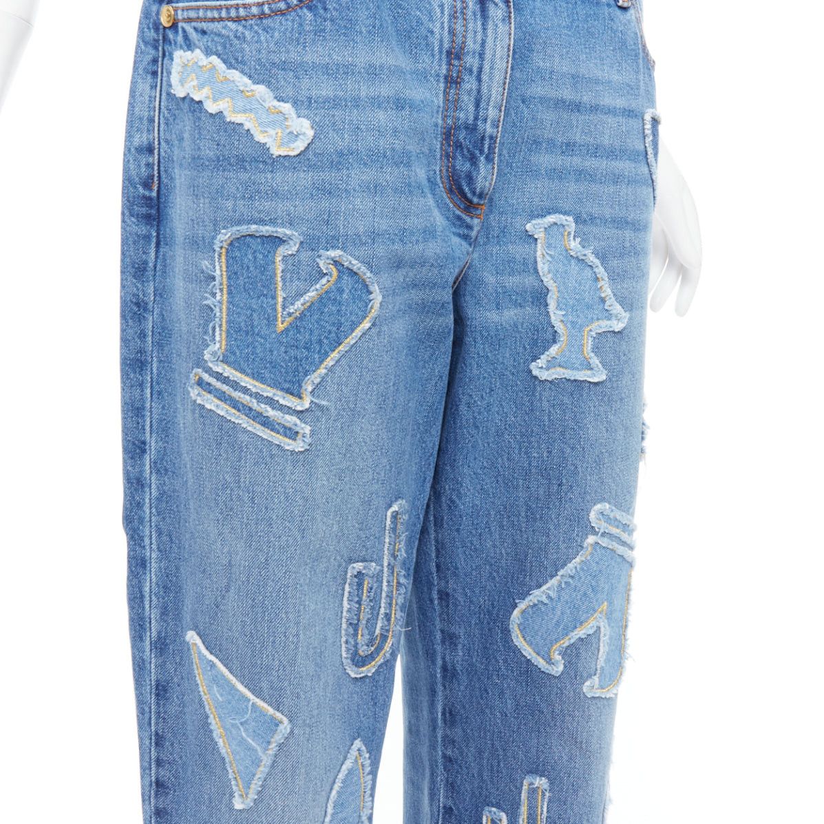 Chanel CHANEL 19A blue cotton hieroglyphics patch straight leg jeans FR40 L Size 30" / US 8 / IT 44 - 7 Thumbnail
