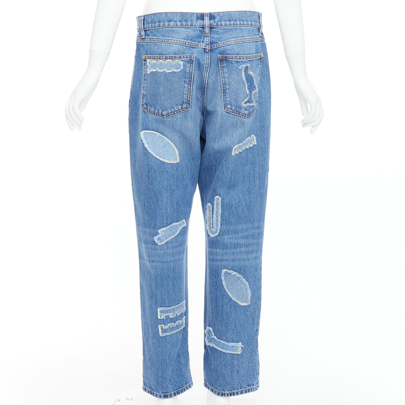 Chanel CHANEL 19A blue cotton hieroglyphics patch straight leg jeans FR40 L Size 30" / US 8 / IT 44 - 5 Thumbnail