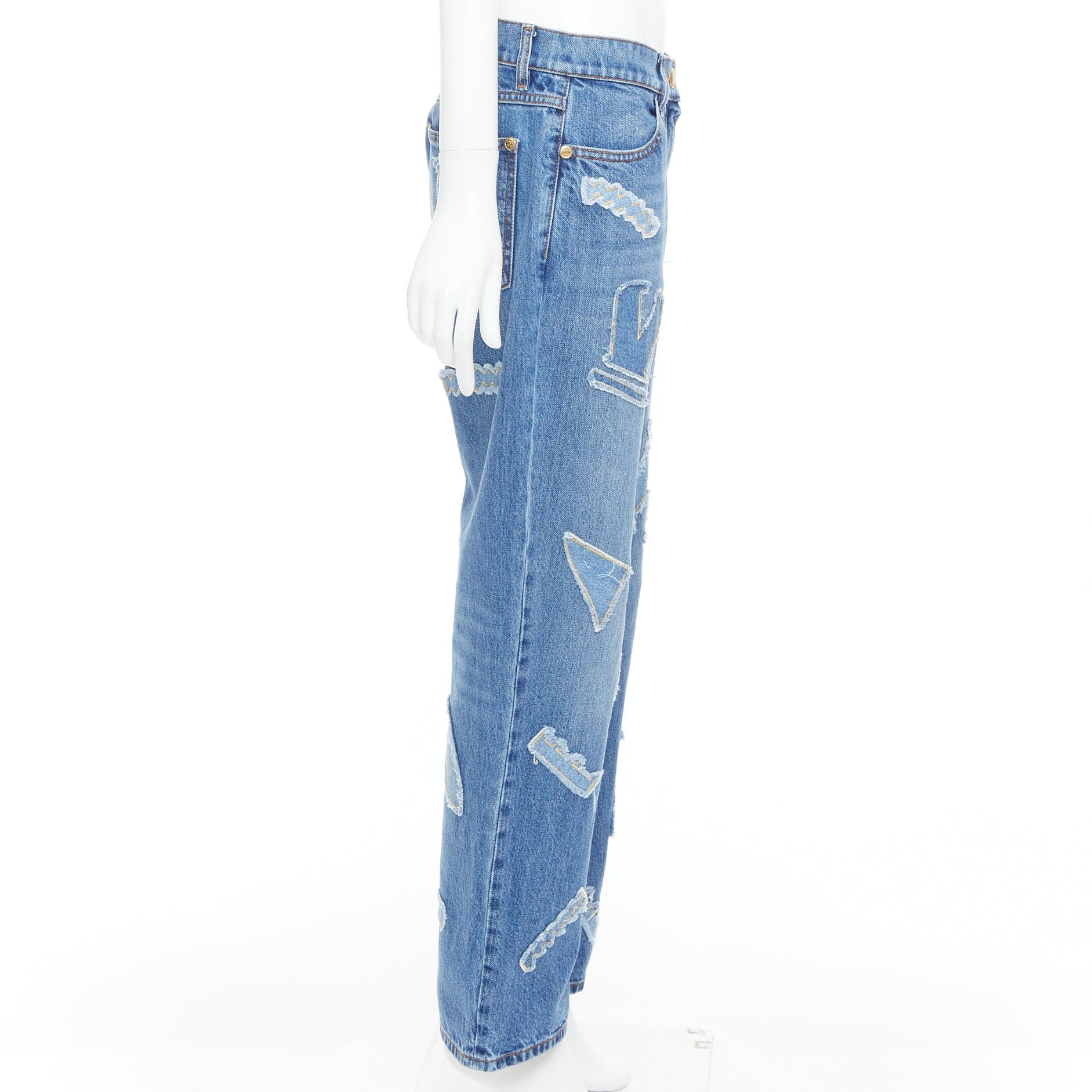 Chanel CHANEL 19A blue cotton hieroglyphics patch straight leg jeans FR40 L Size 30" / US 8 / IT 44 - 4 Thumbnail