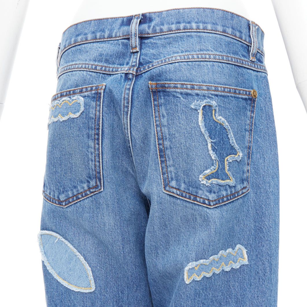 Chanel CHANEL 19A blue cotton hieroglyphics patch straight leg jeans FR40 L Size 30" / US 8 / IT 44 - 2 Thumbnail