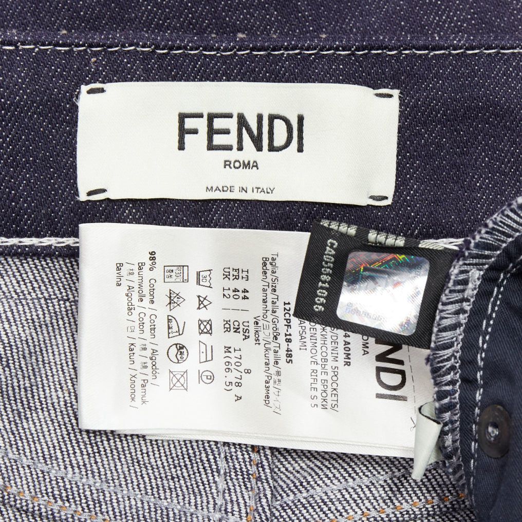 Fendi FENDI brown FF logo patch contrast stitch cropped wide leg jeans IT44 L Size 30" / US 8 / IT 44 - 8 Thumbnail
