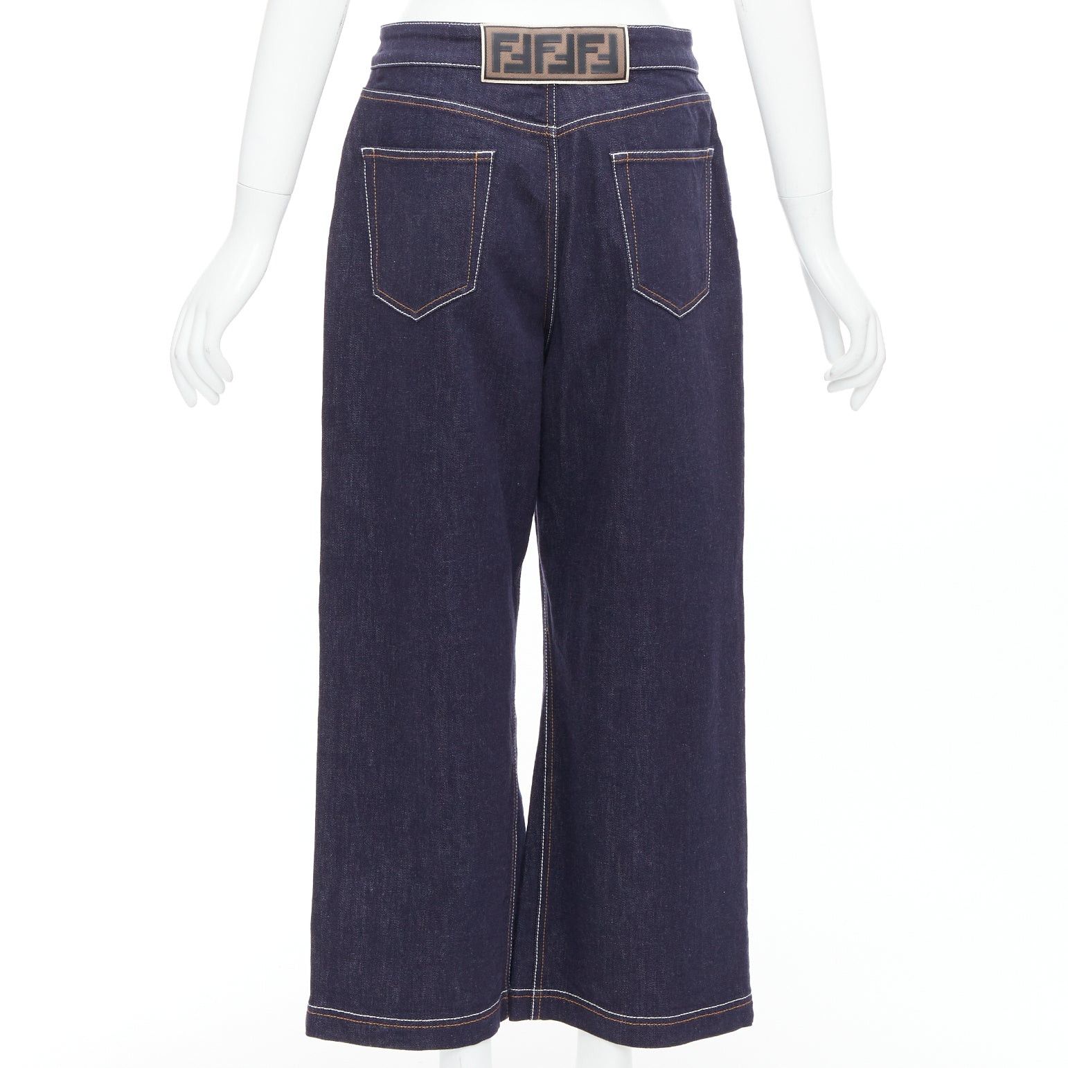 Fendi FENDI brown FF logo patch contrast stitch cropped wide leg jeans IT44 L Size 30" / US 8 / IT 44 - 5 Thumbnail
