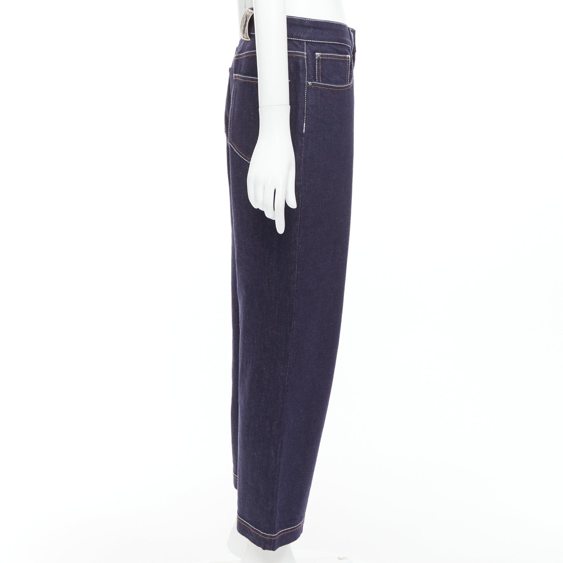 Fendi FENDI brown FF logo patch contrast stitch cropped wide leg jeans IT44 L Size 30" / US 8 / IT 44 - 4 Thumbnail