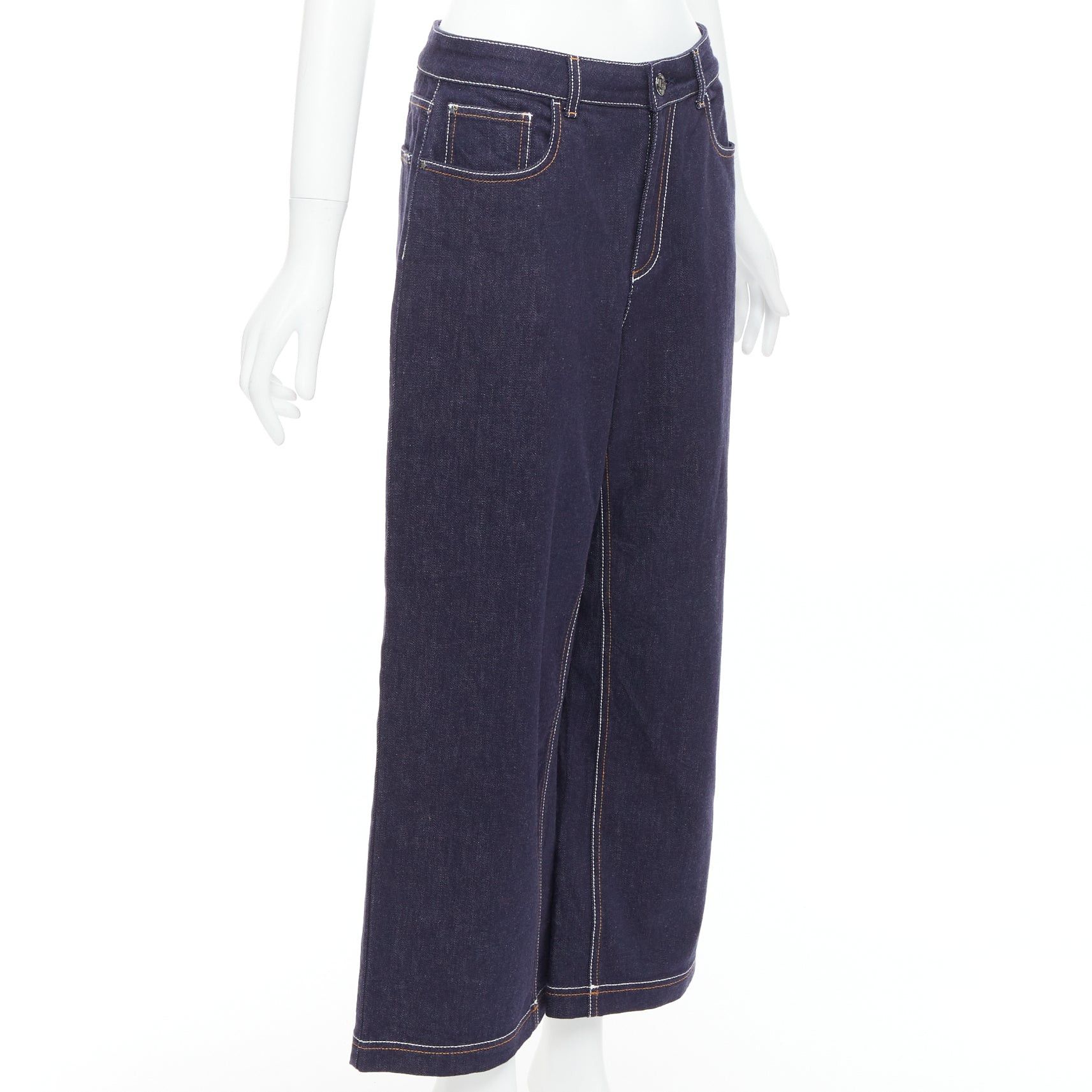 Fendi FENDI brown FF logo patch contrast stitch cropped wide leg jeans IT44 L Size 30" / US 8 / IT 44 - 3 Thumbnail