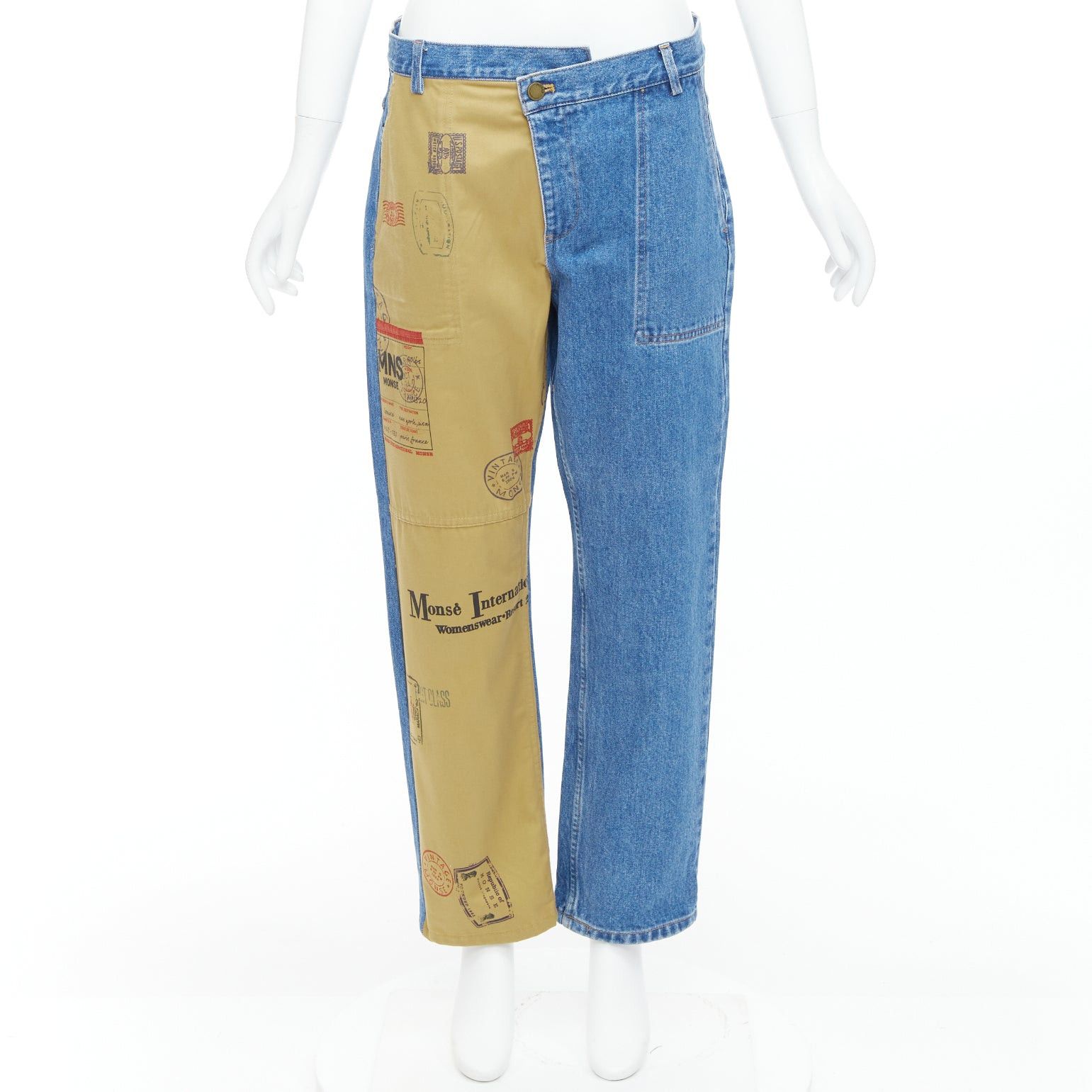 MONSE MONSE beige blue postcard print camo split contrast jeans US6 M Size 28" / US 6 / IT 42 - 9 Thumbnail