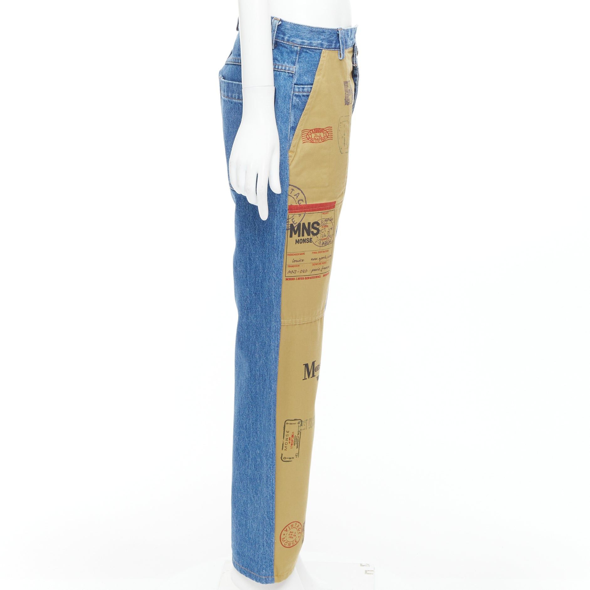 MONSE MONSE beige blue postcard print camo split contrast jeans US6 M Size 28" / US 6 / IT 42 - 4 Thumbnail