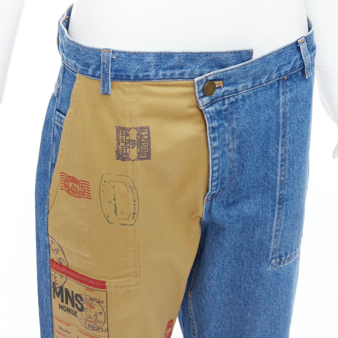 MONSE MONSE beige blue postcard print camo split contrast jeans US6 M Size 28" / US 6 / IT 42 - 2 Thumbnail