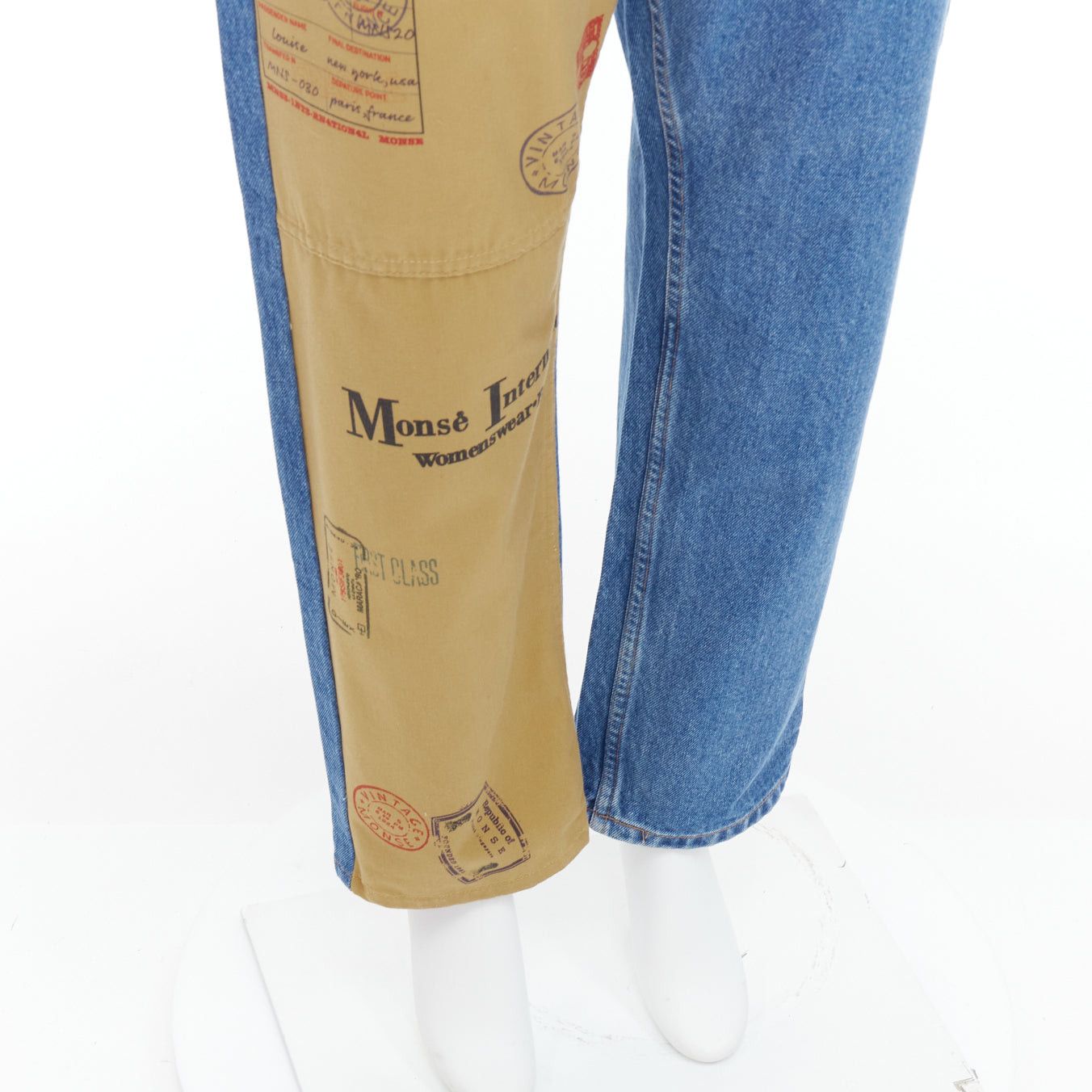 MONSE MONSE beige blue postcard print camo split contrast jeans US6 M Size 28" / US 6 / IT 42 - 7 Thumbnail