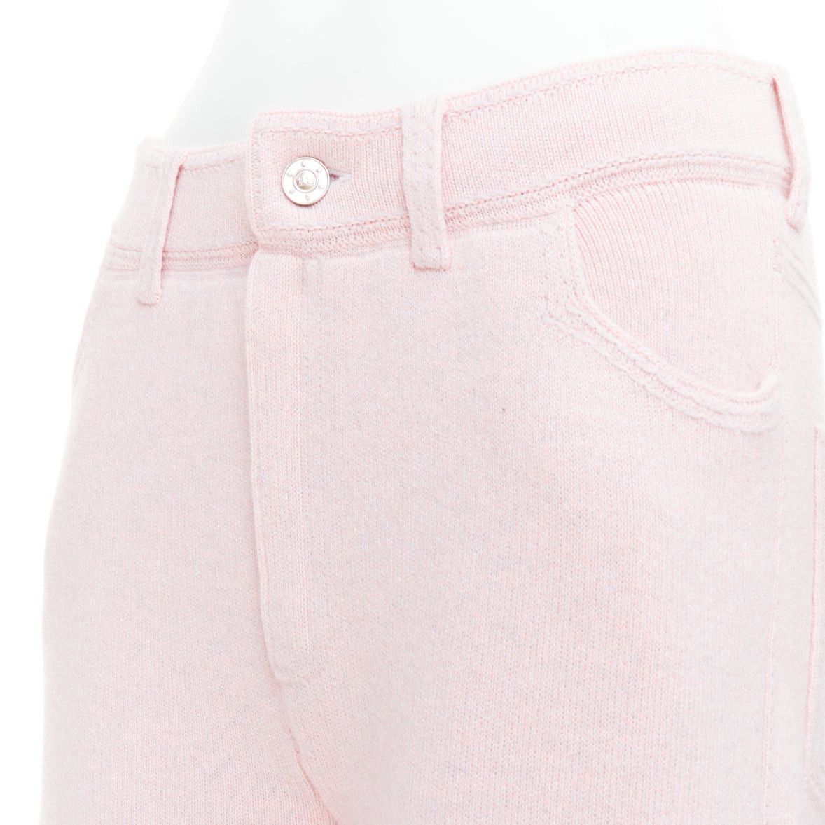 Barrie BARRIE baby pink cashmere cotton knitted overstitched wide pants M Size 28" / US 6 / IT 42 - 2 Thumbnail