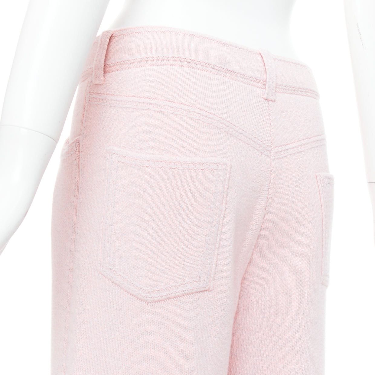 Barrie BARRIE baby pink cashmere cotton knitted overstitched wide pants M Size 28" / US 6 / IT 42 - 7 Thumbnail