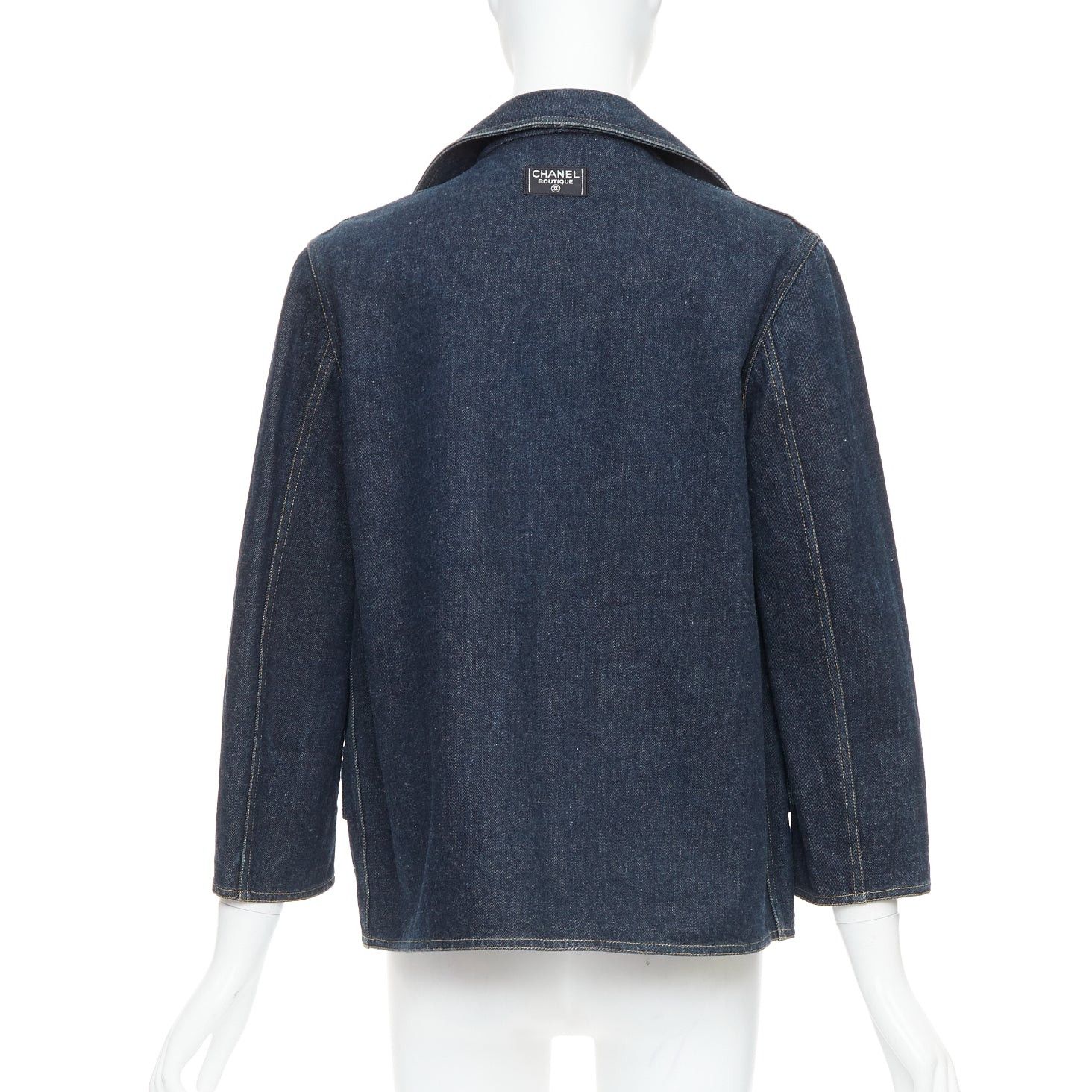 Chanel CHANEL Vintage dark indigo denim CC logo buttons blazer Size S / US 4 / IT 40 - 5 Thumbnail