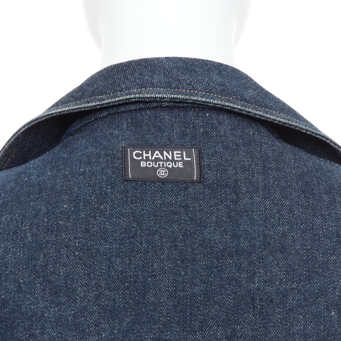 Chanel CHANEL Vintage dark indigo denim CC logo buttons blazer Size S / US 4 / IT 40 - 2 Thumbnail