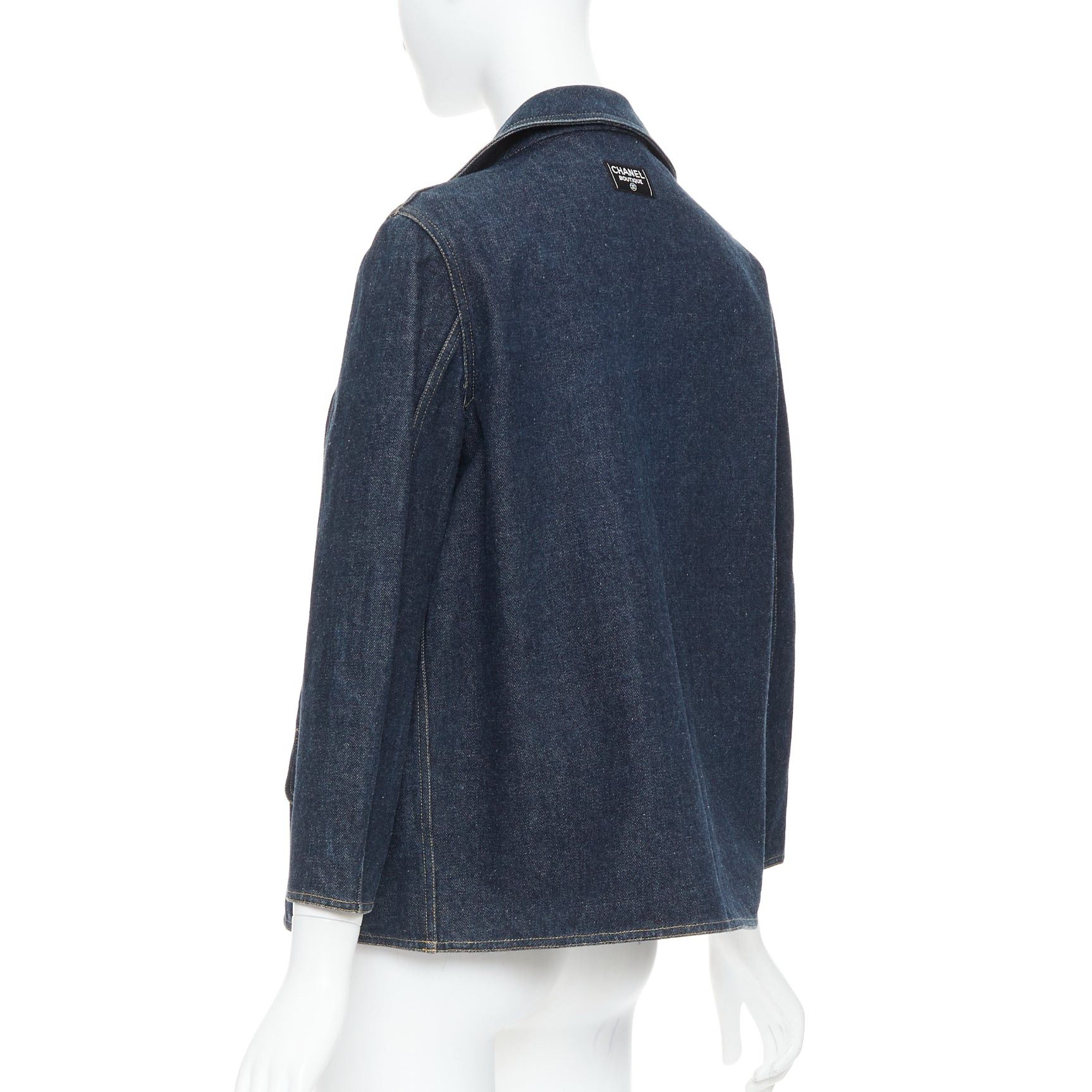 Chanel CHANEL Vintage dark indigo denim CC logo buttons blazer Size S / US 4 / IT 40 - 6 Thumbnail