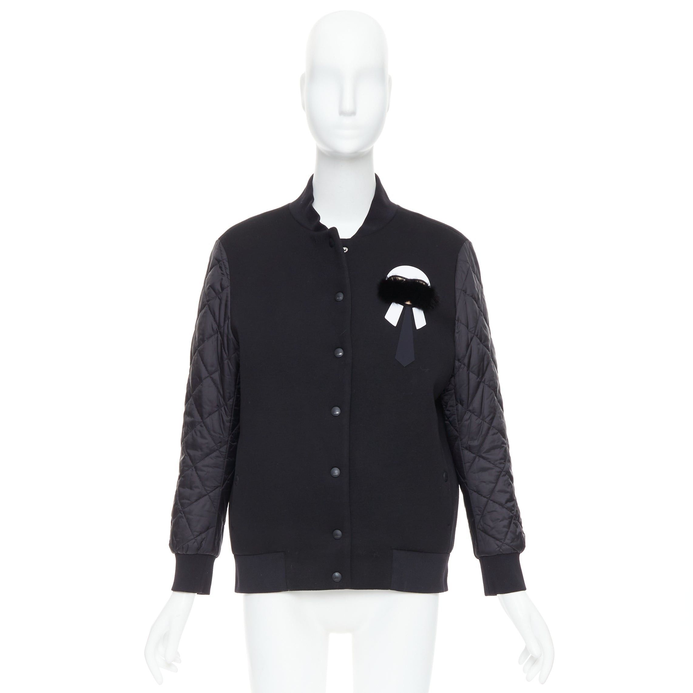 Fendi FENDI Karlito black modal blend fur trim quilted bomber jacket IT38 XS Size XS / US 0-2 / IT 36-38 - 10 Thumbnail