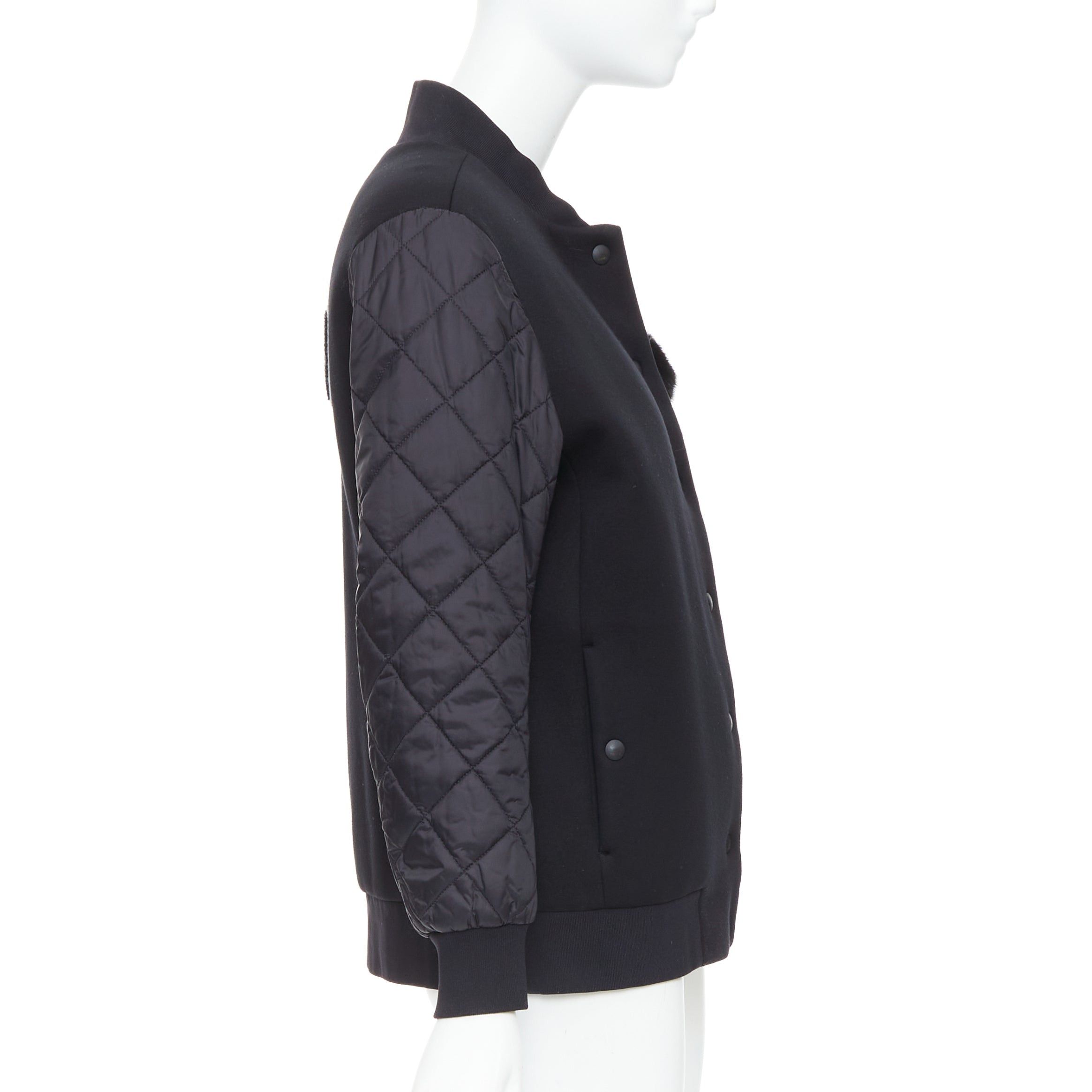 Fendi FENDI Karlito black modal blend fur trim quilted bomber jacket IT38 XS Size XS / US 0-2 / IT 36-38 - 5 Thumbnail