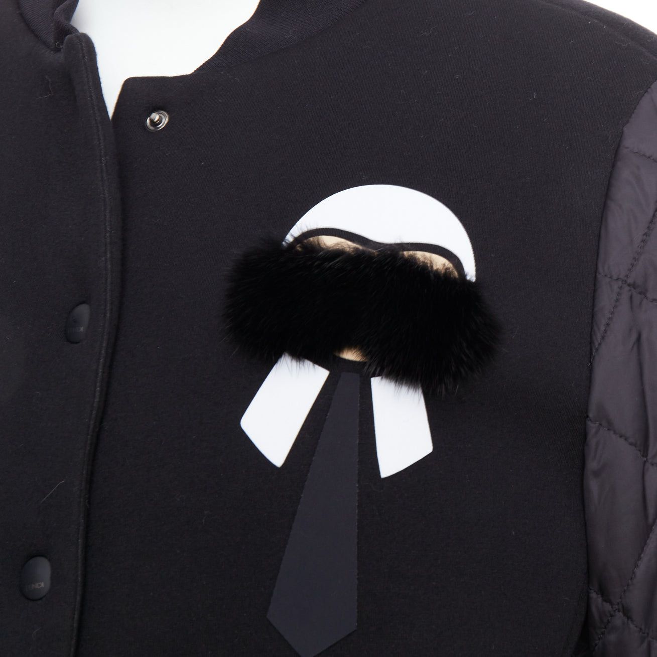 Fendi FENDI Karlito black modal blend fur trim quilted bomber jacket IT38 XS Size XS / US 0-2 / IT 36-38 - 8 Thumbnail