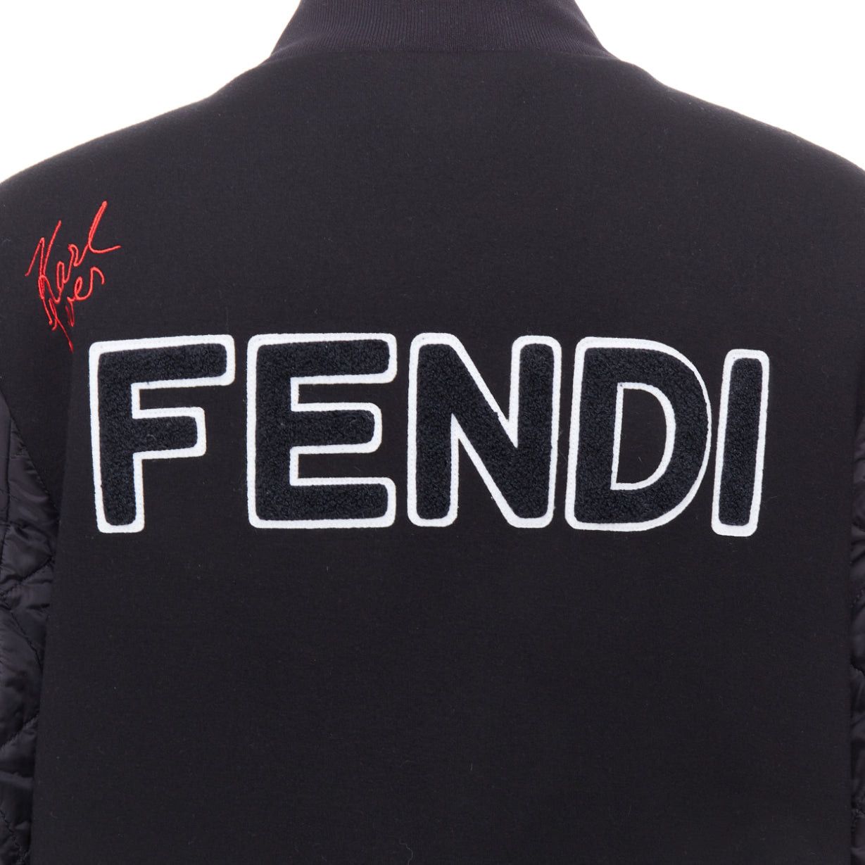 Fendi FENDI Karlito black modal blend fur trim quilted bomber jacket IT38 XS Size XS / US 0-2 / IT 36-38 - 2 Thumbnail