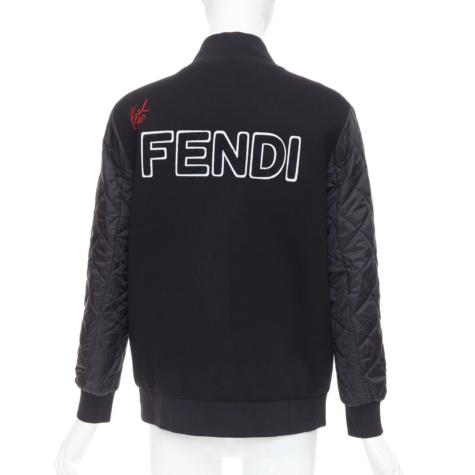 Fendi FENDI Karlito black modal blend fur trim quilted bomber jacket IT38 XS Size XS / US 0-2 / IT 36-38 - 6 Thumbnail