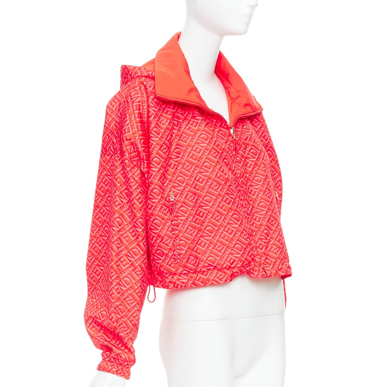 Fendi FENDI SKIMS red FF monogram print nylon cropped anorak windbreaker M Size M / US 6-8 / IT 42-44 - 5 Thumbnail