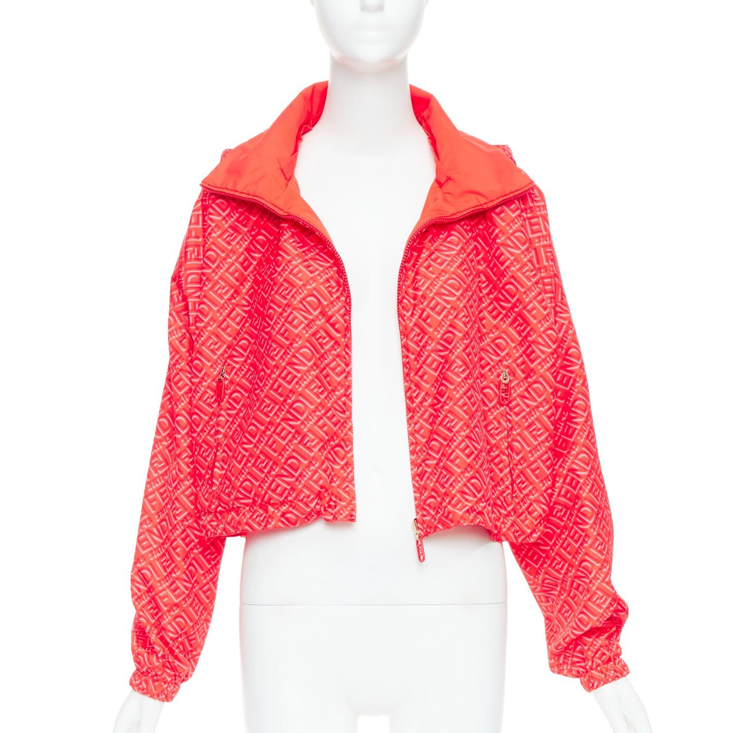 Fendi FENDI SKIMS red FF monogram print nylon cropped anorak windbreaker M Size M / US 6-8 / IT 42-44 - 4 Thumbnail