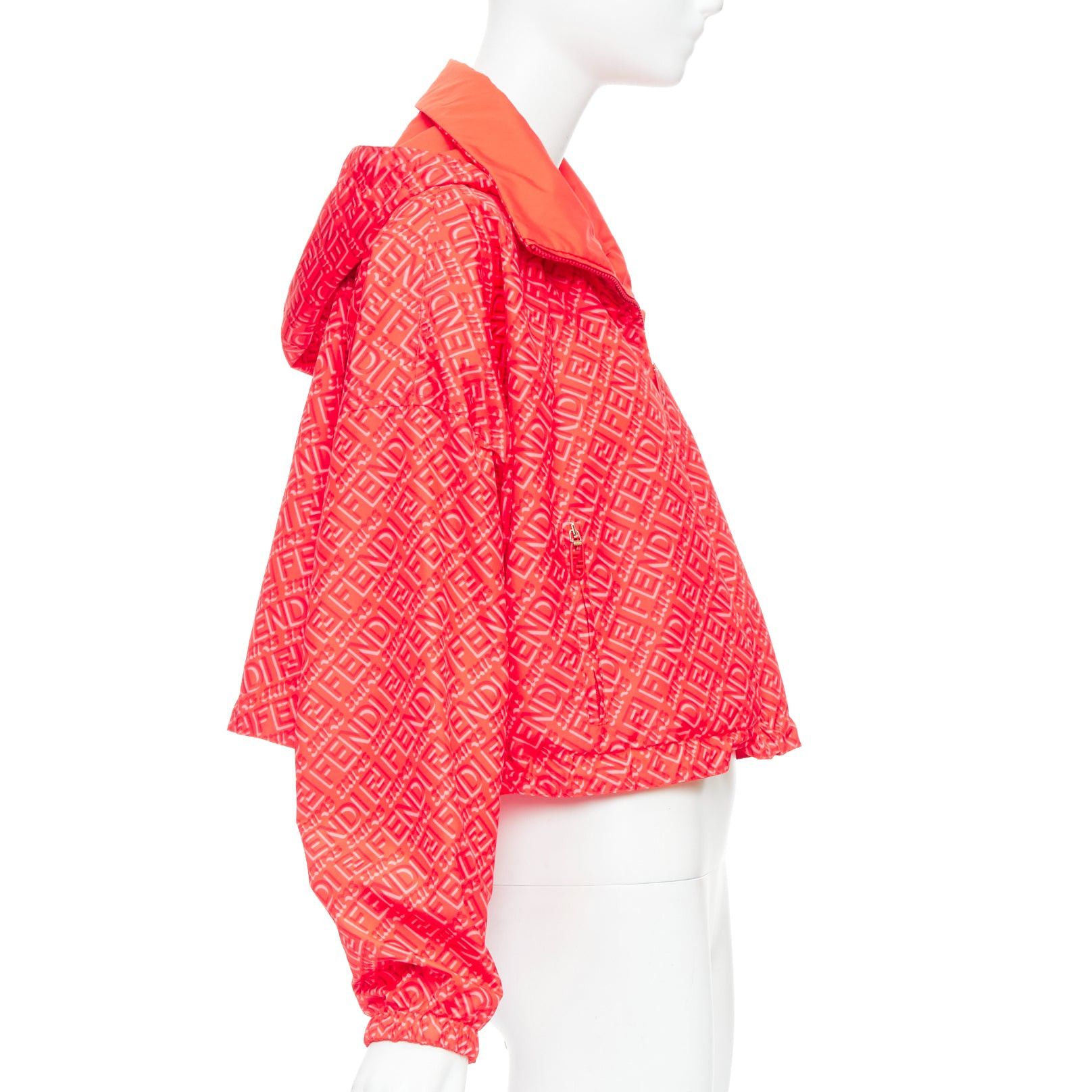 Fendi FENDI SKIMS red FF monogram print nylon cropped anorak windbreaker M Size M / US 6-8 / IT 42-44 - 6 Thumbnail
