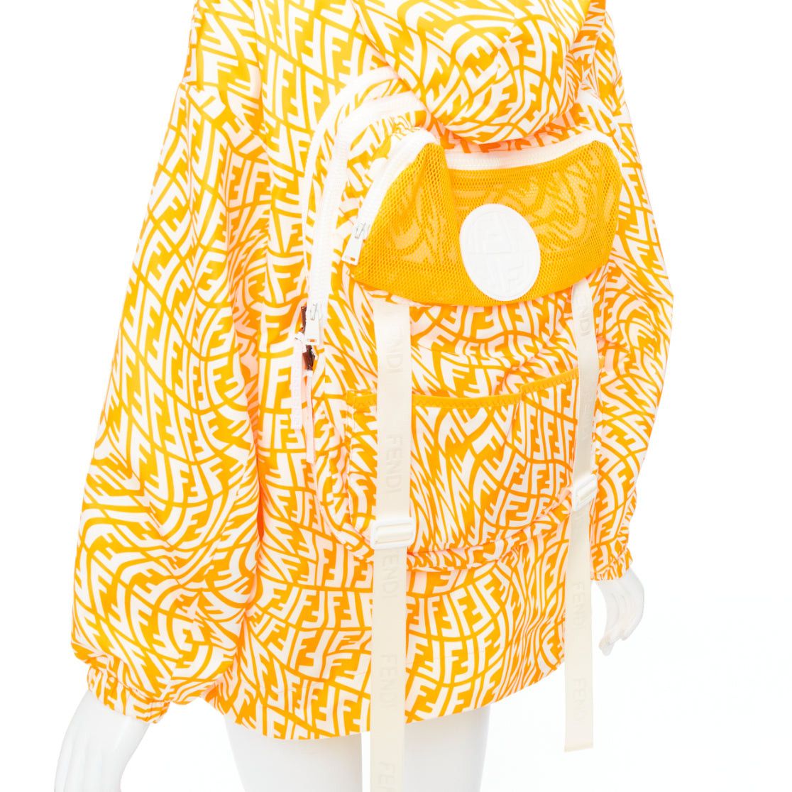 Fendi FENDI Vertigo Reversible yellow white swirl logo print hooded windbreaker S Size M / US 6-8 / IT 42-44 - 8 Thumbnail