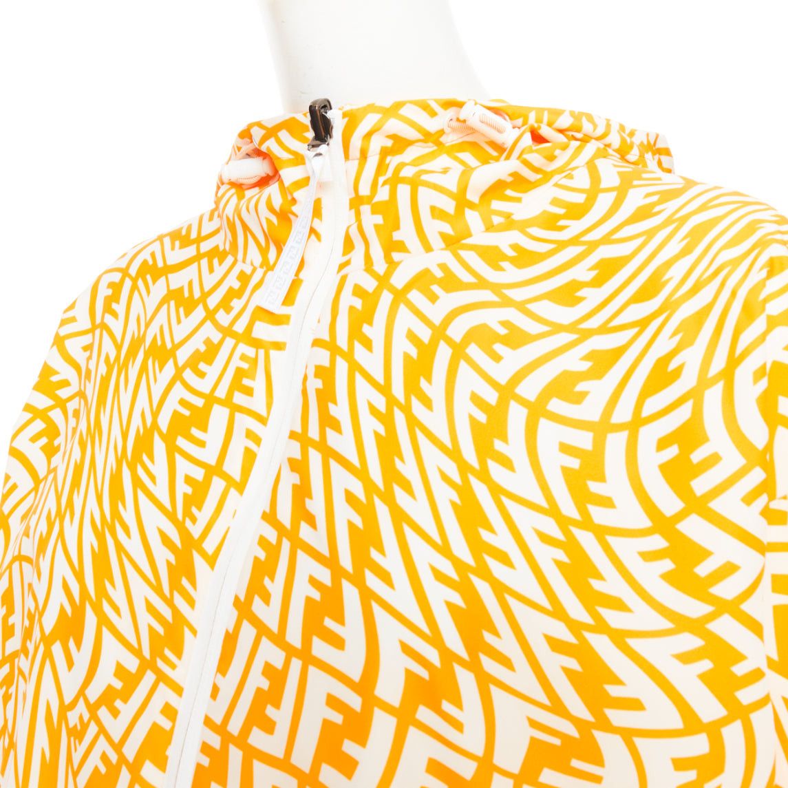 Fendi FENDI Vertigo Reversible yellow white swirl logo print hooded windbreaker S Size M / US 6-8 / IT 42-44 - 7 Thumbnail