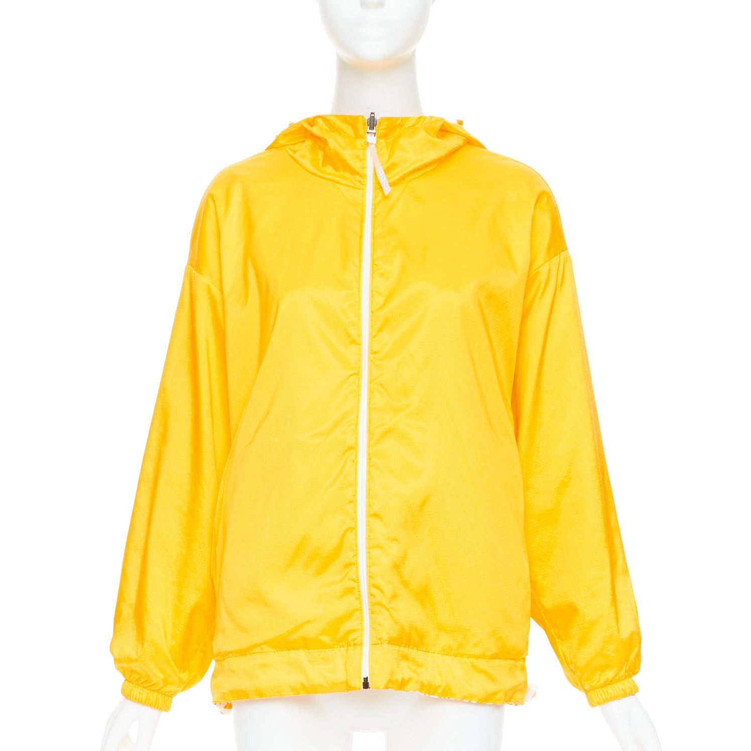 Fendi FENDI Vertigo Reversible yellow white swirl logo print hooded windbreaker S Size M / US 6-8 / IT 42-44 - 2 Thumbnail