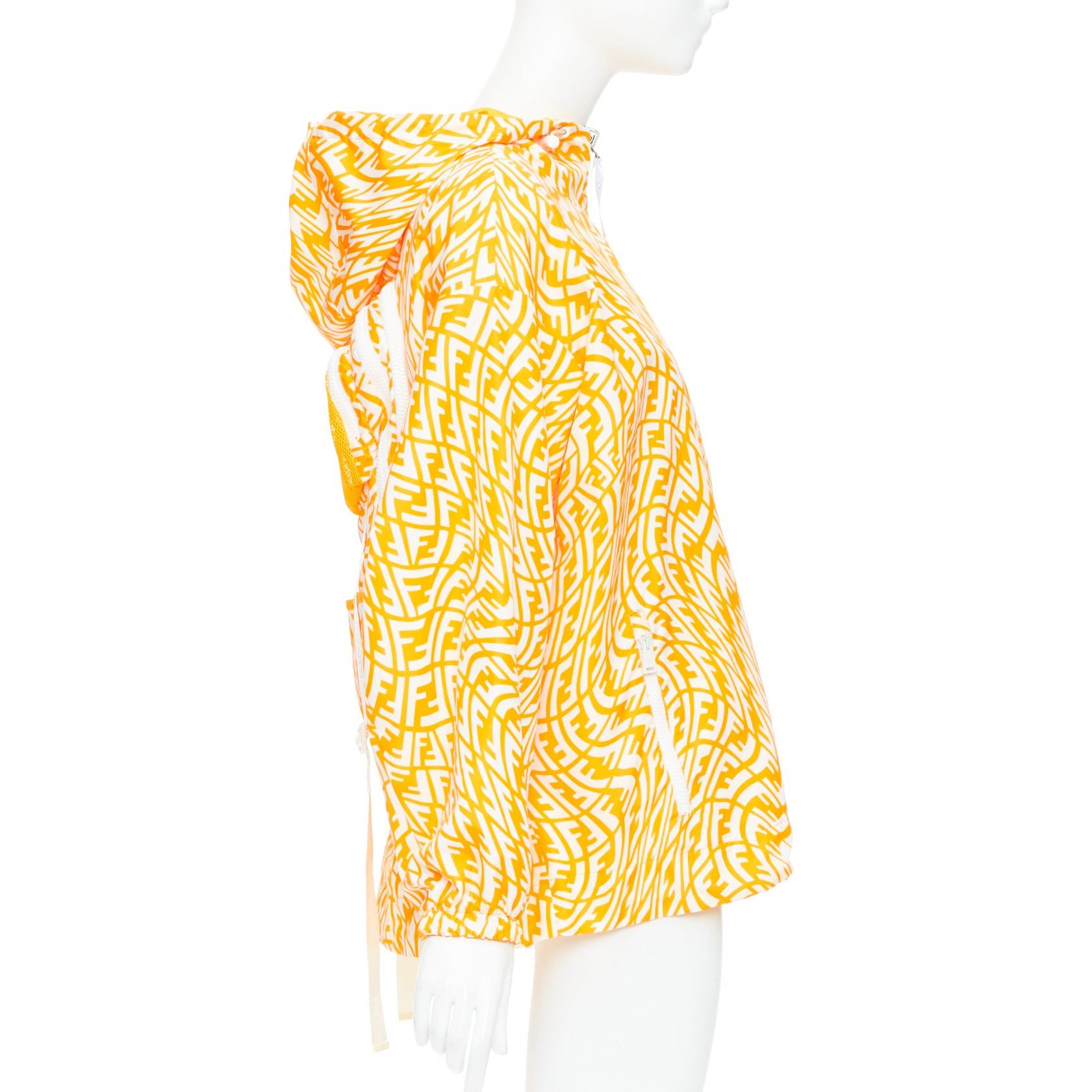 Fendi FENDI Vertigo Reversible yellow white swirl logo print hooded windbreaker S Size M / US 6-8 / IT 42-44 - 5 Thumbnail