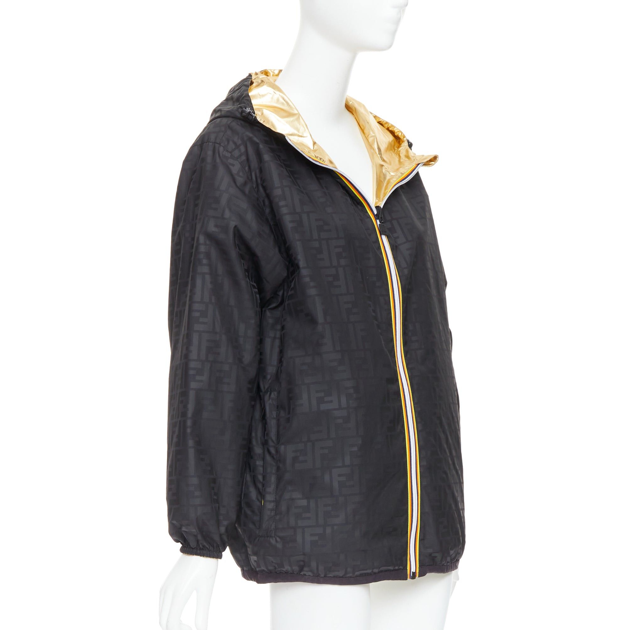 Fendi FENDI K-WAY metallic gold black FF reversible waterproof windbreaker S Size S / US 4 / IT 40 - 9 Thumbnail