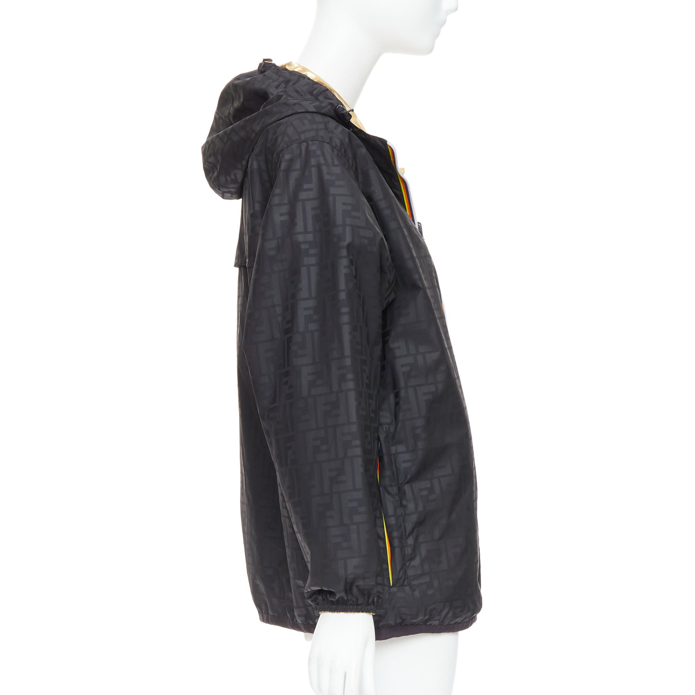 Fendi FENDI K-WAY metallic gold black FF reversible waterproof windbreaker S Size S / US 4 / IT 40 - 10 Thumbnail