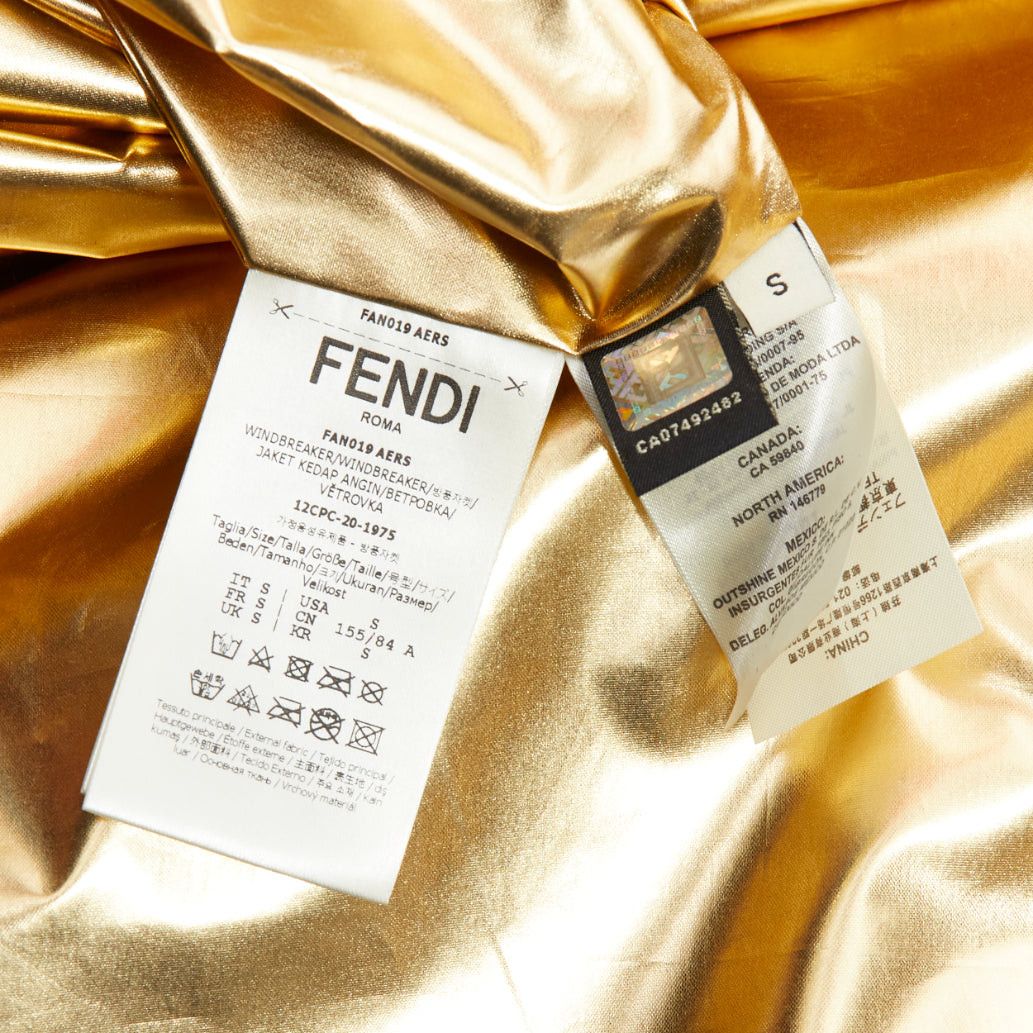 Fendi FENDI K-WAY metallic gold black FF reversible waterproof windbreaker S Size S / US 4 / IT 40 - 15 Thumbnail